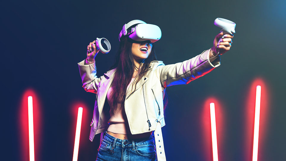 Teenage girl using VR