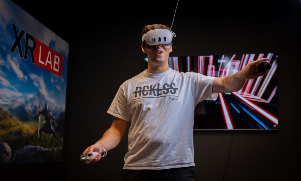 USV Student working on project with VR